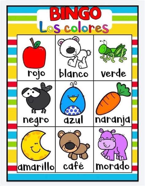 Bingo Para Trabajar Los Colorespage 0010 Orientación Andújar