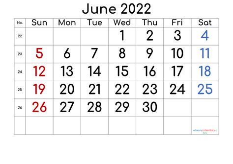 Free Printable 2022 Calendar June Pdf And Image