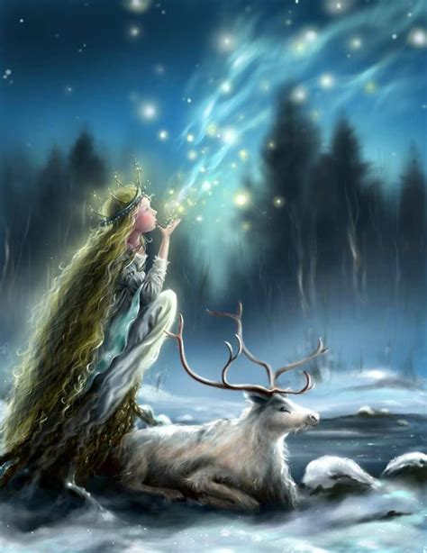 Yule Fantasy Landscape Fantasy Art Wicca Hare Watercolour The