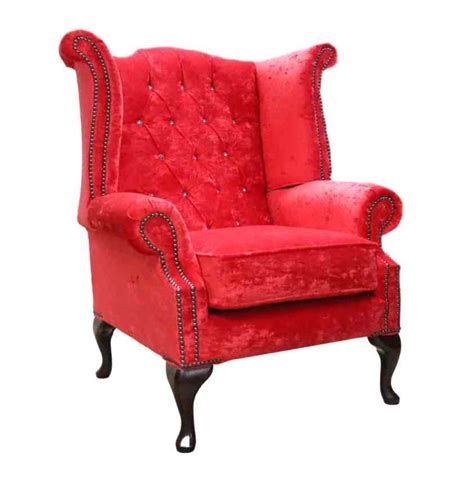 Chesterfield Crystal Queen Anne High Back Wing Chair Modena Pillarbox
