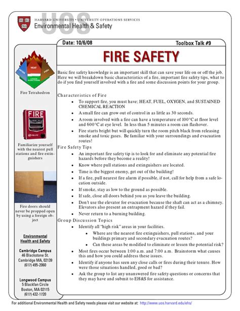 Toolbox Talk Fire Safety Fire Safety Fires