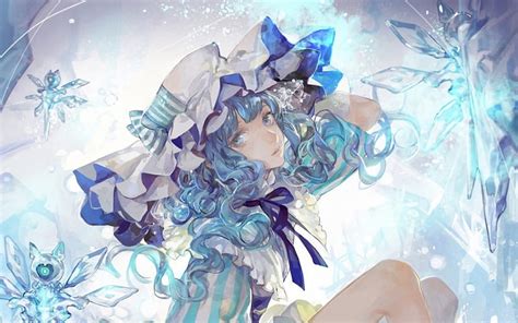 Anime Girl Luminos Manga Winter Hat Snowflake Girl Purple Anime