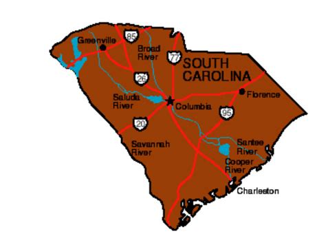 State Map Of South Carolina Map