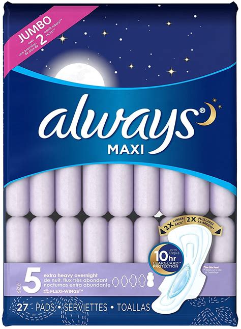 Always Extra Heavy Overnight Pads With Wings Unscented 27 Ea Pack Of