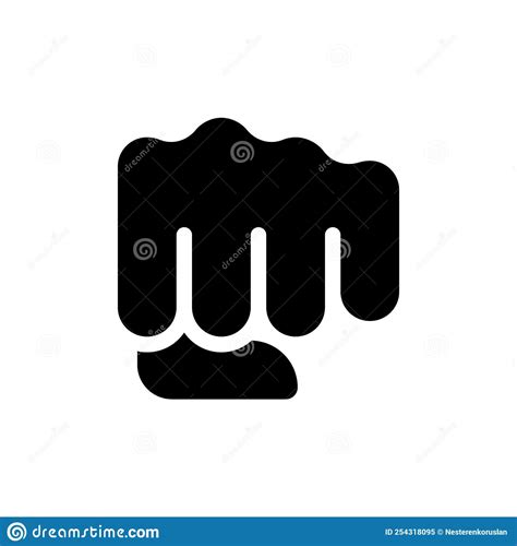 Punching Fist Black Glyph Icon Stock Vector Illustration Of