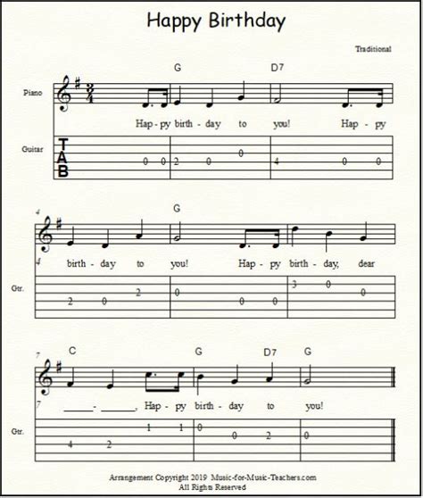 F major as c f a, c major as c e g, d minor as d f a and bflat major as bb d f. Happy Birthday Free Sheet Music for Guitar, Piano, & Lead ...