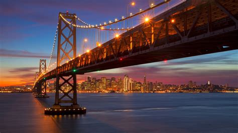 배경 화면 샌프란시스코 캘리포니아 다리 바다 조명 밤 미국 1920x1200 Hd 그림 이미지