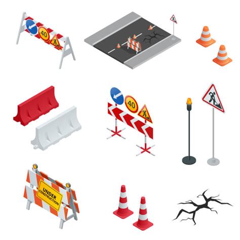 1800 Road Construction Sign Icons Stock Illustrations Royalty Free