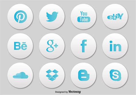 Social Media Button Icon Set Download Free Vector Art Stock Graphics