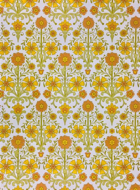 Vintage Wallpapers Online Shop Vintage Orange Floral Wallpaper