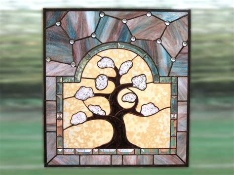 Stained Glass Window Tree Of Life Stain Glass Panel Free Etsy Israel
