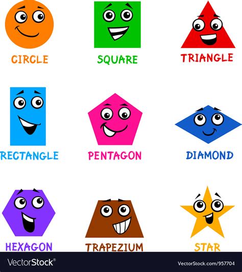 Basic Geometric Shapes With Cartoon Faces Vector Image