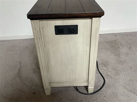 Pike And Main Chairside Table With Electrical Outlets On Back 14w X 22d X 22h