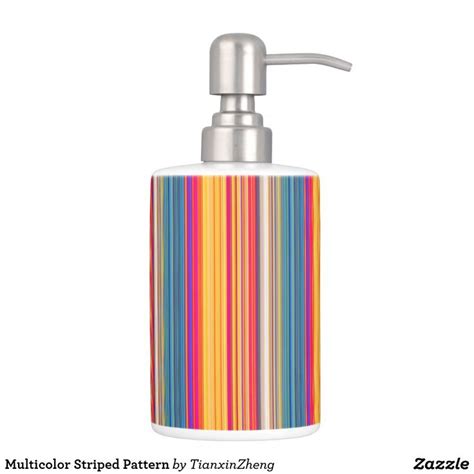 Multicolor Striped Pattern Soap Dispenser And Toothbrush Holder Soap