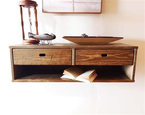Floating Console Table With Two Drawers Floating Console Etsy