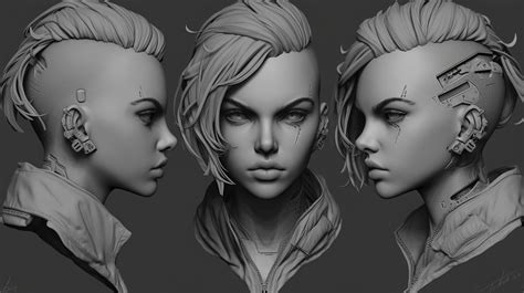 Artstation 300 Cyberpunk Female Head Sculpt Reference4k Artworks