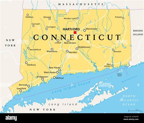 Printable Large Scale Political Map Of Connecticut Us State Map My