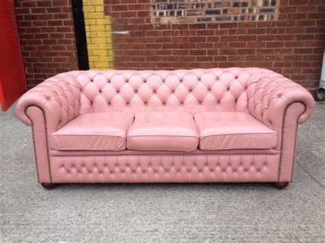 In total, there are six cushions on this couch, two seat cushions, two back cushions and two arm cushions. Pink Leather Sofas Chesterfield Brand New Handmade 3 Seater Fuchsia Pink Real Leather - TheSofa