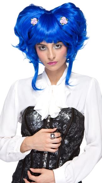 Neon Blue Yuki Updo Wig Neon Blue Yuki Costume Wig Blue Halloween