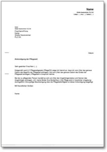 Finde muster und beispiele für die bewerbung um eine ausbildung, lehrstelle oder praktikum. Antrag auf Verlängerung der Pflegezeit ⋆