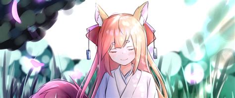 Download Wallpaper 2560x1080 Fox Ears Kitsune Anime Art Dual Wide