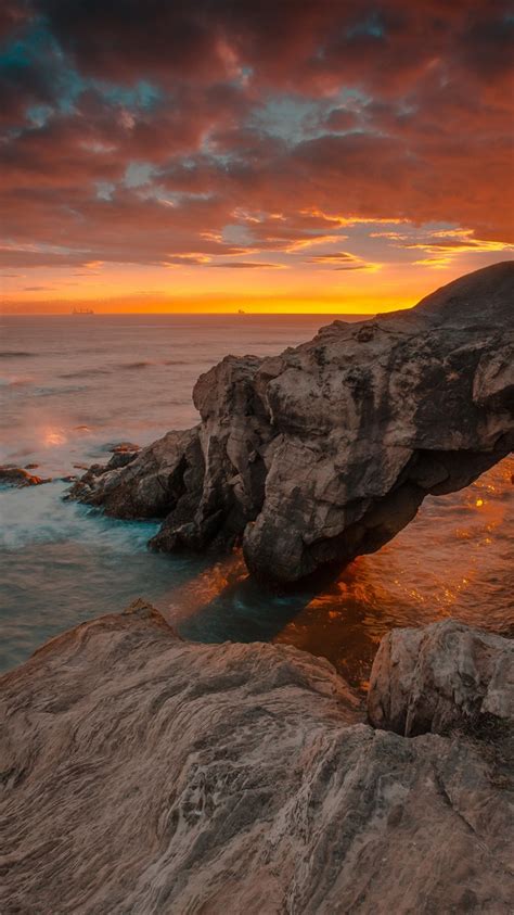 England Northumberland Sunrise Sea Rocks Iphone X 87