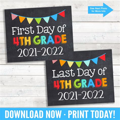 First And Last Day Of 4th Grade 2021 2022 School Photo Prop Etsy