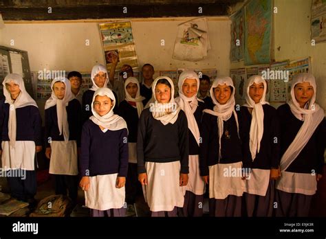 Girls At A Middle School Nubra Valley Near Turtuk Ladakh Jammu And