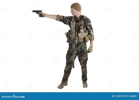 Private Military Company Operator With Hand Gun Stock Image Image Of