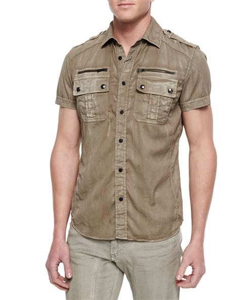 Belstaff Franklin Short Sleeve Two Pocket Shirt In Natural For Men Lyst