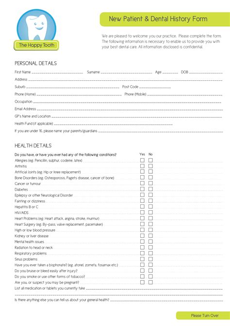 Patient Medical History Form Templates At