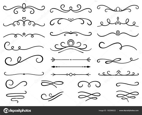 Hand Drawn Text Dividers And Vintage Elements Swirls And Dividers For
