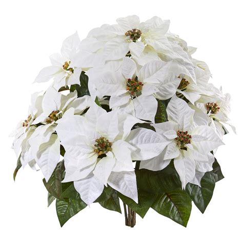 Nearly Natural 24in Poinsettia Artificial Plant Set Of 2 White