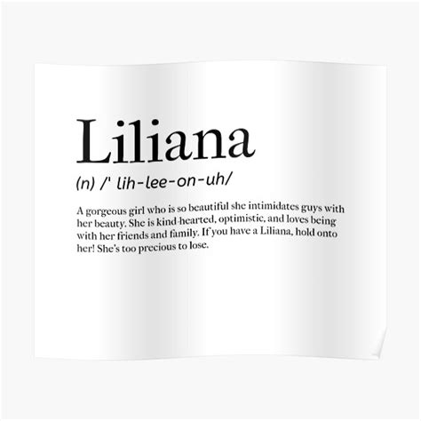 Liliana Name Posters Redbubble