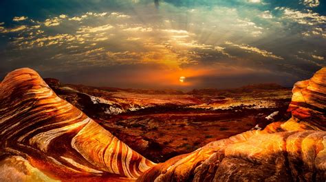 Wallpaper Nevada Usa Nature Landscape Rocks Desert Clouds Sunset