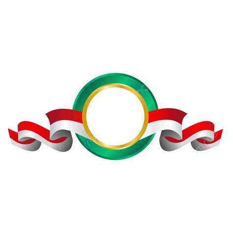 Círculo De Oro Verde Con Bandera De Cinta Blanca Roja Vector PNG