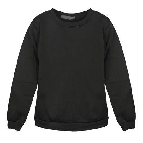 Plain Black Sweatshirt Top Pullover Hoodie Women Men Fleece Cotton