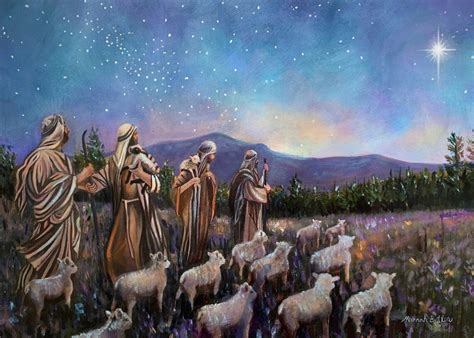 Star Of Bethlehem 5x7 Oil Painting Print Etsy