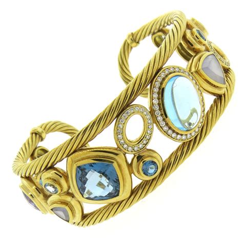 Shop designer jewelry, high jewelry, iconic collections, sculptural creations and innovative designs from american's foremost luxury jewelry and timepiece company. David Yurman Mosaic Gemstone Diamond Gold Cuff Bracelet at ...