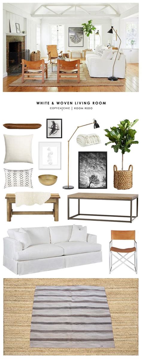 Copy Cat Chic Room Redo White And Woven Living Room Copy Cat Chic