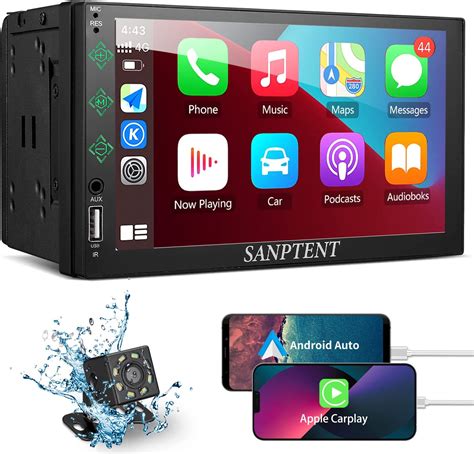 Sanptent Double Din Car Stereo Compatible With Apple Carplay And Android Auto Inch Full Touch