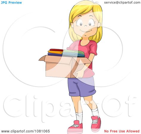 clipart charitable girl donating a box of clothes royalty free vector illustration by bnp