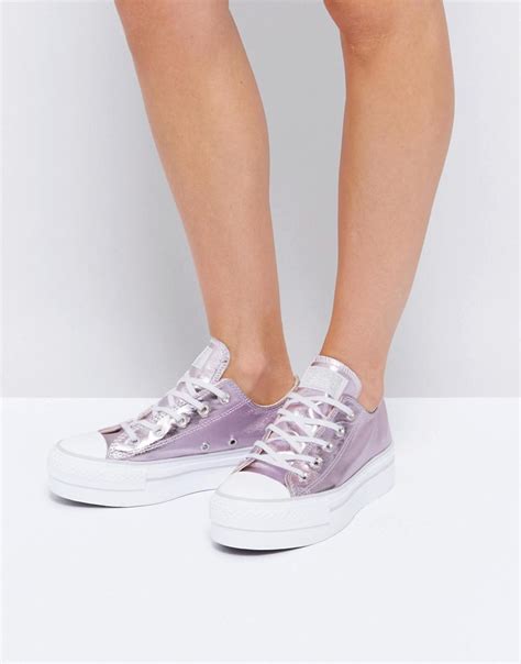 Converse Chuck Taylor All Star Ox Platform Metallic Trainers In Pink Lyst