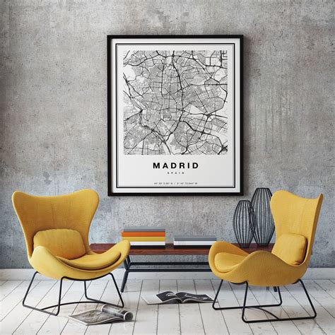 Madrid Map Madrid City Map Madrid Print Map Of Madrid Etsy