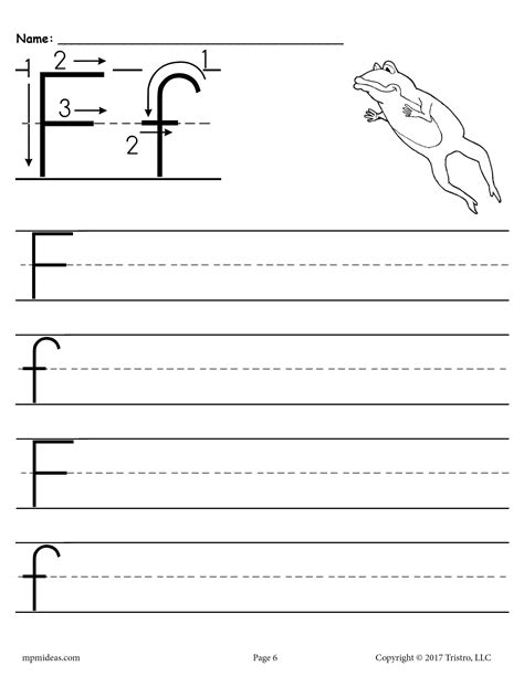 This Printable Letter F Worksheet Includes Four Lines For Practicing
