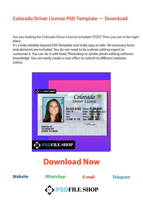 Colorado Driver License Psd Template Download By Psdfileshop Issuu