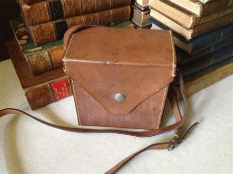 Vtg Brown Leather Camera Bag Crossbody Handbag Etsy Cross Body