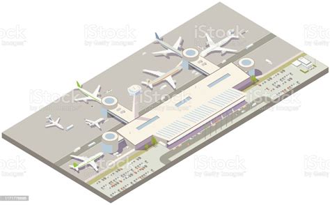 Aerial Isometric Airport Terminal Stock Illustration Download Image