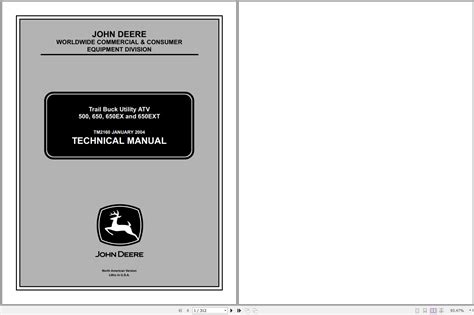 John Deere Trail Buck Utility Atv 500 650 650ex 650ext Technical Manual