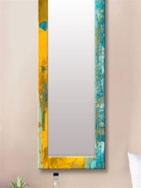 buy 999store blue and yellow framed wall mirror mirrors for unisex 8390731 myntra